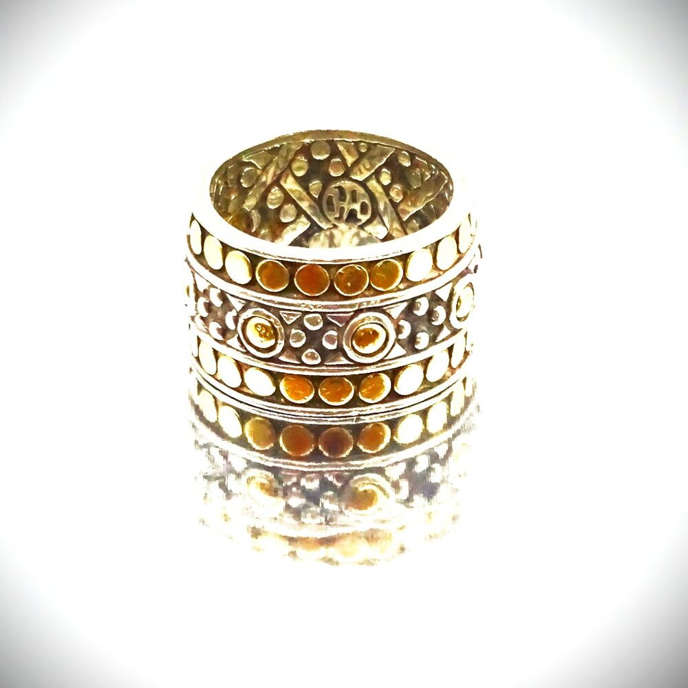 JOHN HARDY Dot Collection Sterling Silver 18K Gold Band Ring Size 7.5 - Picture 5 of 8
